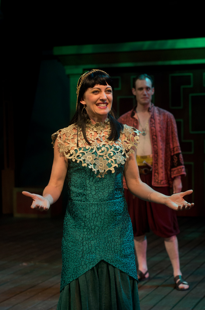 Deborah Staples as Cleopatra and Christopher Prentice as Alexas in Antony and Cleopatra at Illinois Shakespeare Festival. (Photo: Pete Guither)