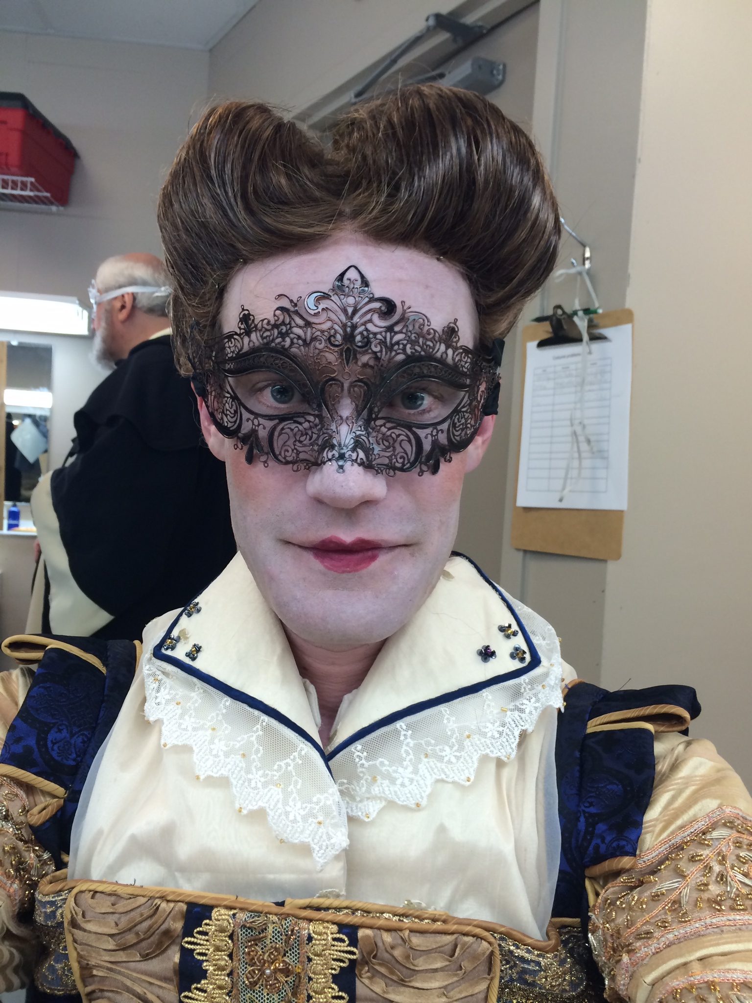 Christopher Prentice in a candid self-shot as Beatrice in Much Ado About Nothing at 2014 Illinois Shakespeare Festival.